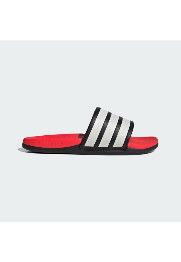 Adidas - Klapki Adilette Comfort 2.0. Kolor: czerwony, czarny, wielokolorowy, biały. Styl: klasyczny, sportowy
