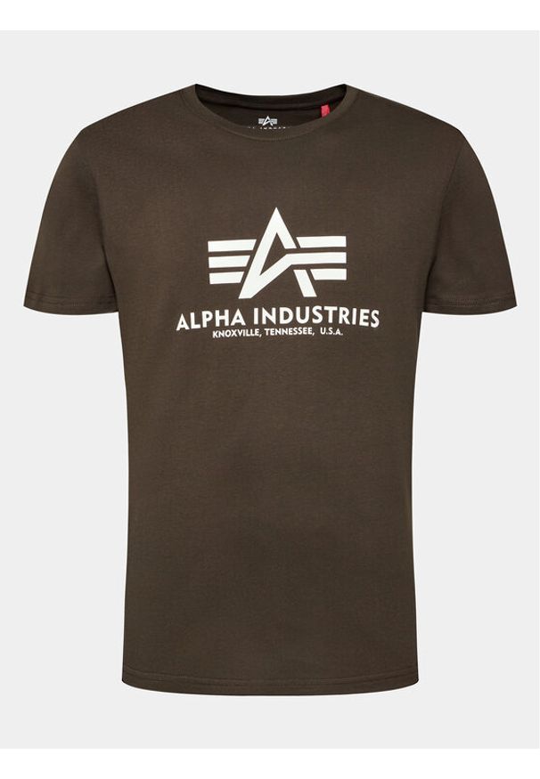 Alpha Industries T-Shirt Basic 100501 Zielony Regular Fit. Kolor: zielony. Materiał: bawełna