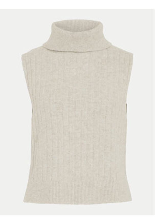 Vila Golf Beluna 14094218 Beżowy Regular Fit. Typ kołnierza: golf. Kolor: beżowy. Materiał: syntetyk