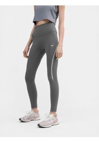 4f - Legginsy do biegania szybkoschnące damskie. Stan: podwyższony. Kolor: szary. Materiał: materiał, włókno. Sport: fitness #2