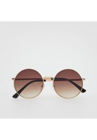 Reserved - Okrągłe okulary przeciwsłoneczne - Brązowy. Kształt: okrągłe. Kolor: brązowy