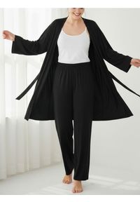 Sinsay - Spodnie piżamowe z szeroką nogawką - czarny. Kolor: czarny #1