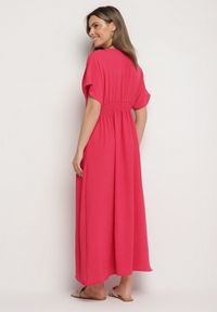 Born2be - Fuksjowa Sukienka z Bawełną i Górą w Stylu Nietoperza Filenia. Okazja: na co dzień. Kolor: różowy. Materiał: bawełna. Styl: casual #4