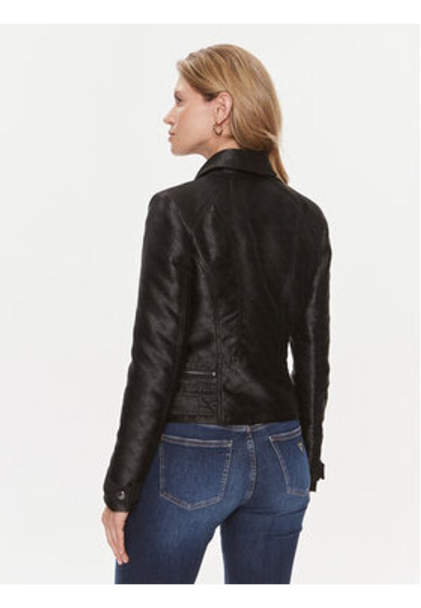 Guess Kurtka z imitacji skóry Olivia Moto Jacket W3YL25 WFIR2 Czarny Regular Fit. Kolor: czarny. Materiał: syntetyk