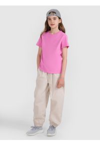 4f - 4F T-shirt regular gładki dziewczęcy - różowa 158 (12-13 lat). Okazja: na co dzień. Kolor: różowy. Materiał: bawełna, materiał, jersey. Długość rękawa: krótki rękaw. Długość: krótkie. Wzór: gładki. Sezon: lato. Styl: młodzieżowy, klasyczny, casual, sportowy #2