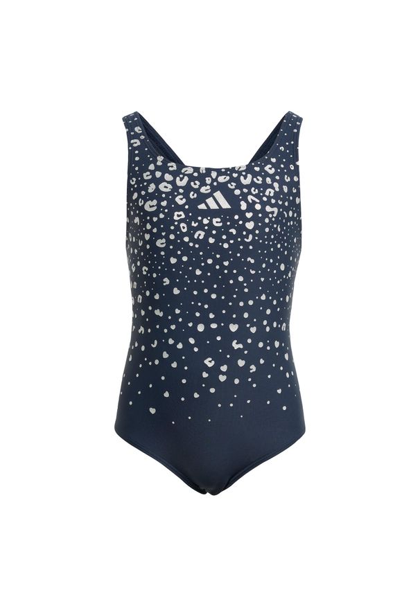 Adidas - Kostium kąpielowy Glitter V-back Swimsuit Kids. Kolor: fioletowy. Wzór: nadruk