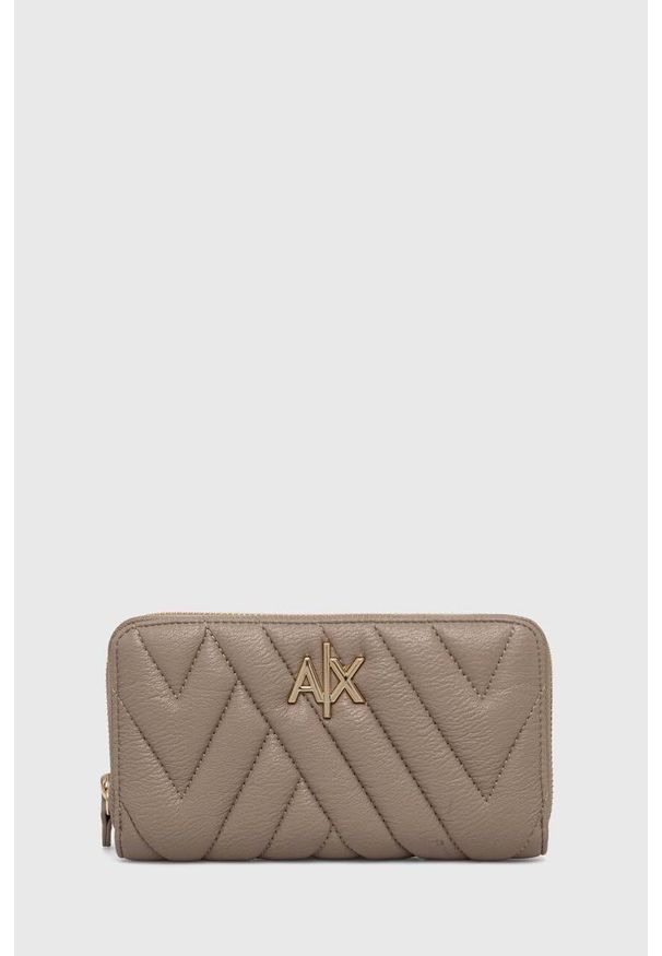 Armani Exchange portfel damski kolor czarny. Kolor: czarny. Materiał: materiał. Wzór: gładki