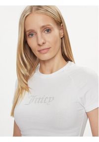 Juicy Couture T-Shirt Shrunken Diamante JCMCT223257 Biały Slim Fit. Kolor: biały. Materiał: bawełna #4
