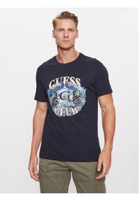 Guess T-Shirt M3BI70 K6XN4 Granatowy Slim Fit. Kolor: niebieski. Materiał: bawełna