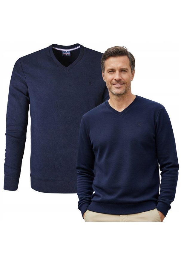 Wygodna Bawełniana Bluza - Pako Jeans - Granatowa. Kolor: niebieski. Materiał: poliester, bawełna