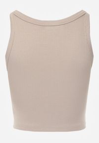 Renee - Beżowy Top na Ramiączkach Basic Prążkowany Zitira. Okazja: na co dzień. Kolor: beżowy. Materiał: prążkowany. Długość rękawa: na ramiączkach. Styl: casual #7