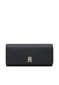 TOMMY HILFIGER - Tommy Hilfiger Duży Portfel Damski Th Emblem Lrg Flap Wallet AW0AW14651 Granatowy. Kolor: niebieski. Materiał: skóra