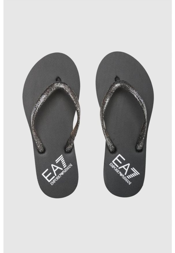 EA7 Emporio Armani - EA7 Czarne klapki japonki. Kolor: czarny