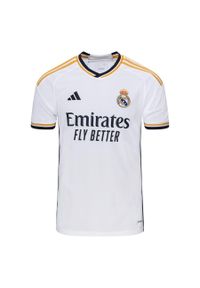 Dziecko Piłka nożna Koszulka z krótkim rękawem Adidas Real Madrid 2023/24 Biały. Kolor: biały. Długość rękawa: krótki rękaw. Długość: krótkie. Sport: piłka nożna