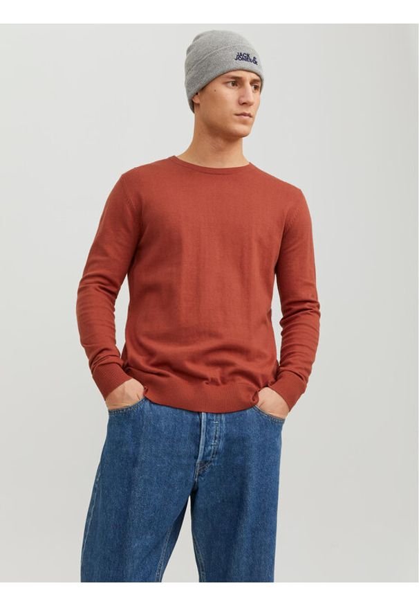Jack & Jones Sweter 12208364 Pomarańczowy Regular Fit. Kolor: pomarańczowy. Materiał: bawełna