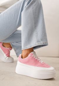 Born2be - Różowe Sneakersy VICES na Platformie w Stylu lat 90. Donah. Kolor: różowy. Sezon: lato. Obcas: na platformie #8