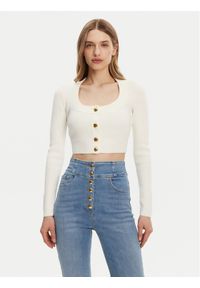 Elisabetta Franchi Kardigan MK53S51E2 Écru Regular Fit. Materiał: wiskoza