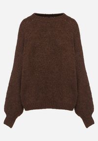 Born2be - Brązowy Sweter o Klasycznym Prostym Kroju z Domieszką Wełny i Wiskozy Sezisya. Okazja: na co dzień. Kolor: brązowy. Materiał: wełna, wiskoza. Długość rękawa: długi rękaw. Długość: długie. Wzór: aplikacja. Sezon: zima, jesień. Styl: klasyczny #7