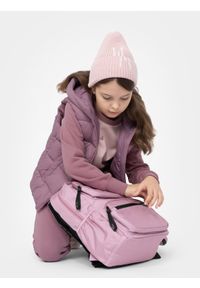 4F JUNIOR - Plecak szkolny (15 L) z piórnikiem dziewczęcy. Kolor: różowy. Materiał: materiał