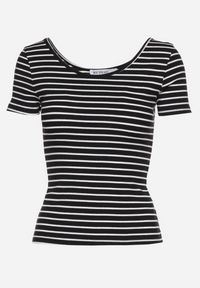 Born2be - Czarno-Biała Koszulka T-shirt z Bawełny z Krótkim Rękawem w Paski Ernlea. Kolor: czarny. Materiał: bawełna. Długość rękawa: krótki rękaw. Długość: krótkie. Wzór: paski. Sezon: lato #3