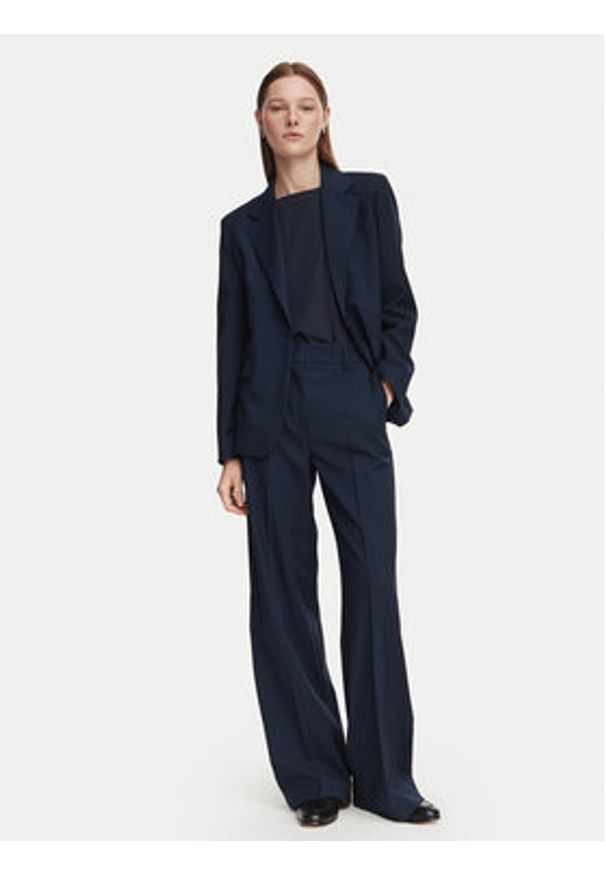 Weekend Max Mara Spodnie materiałowe Visivo 2625136061 Granatowy Regular Fit. Kolor: niebieski. Materiał: wełna