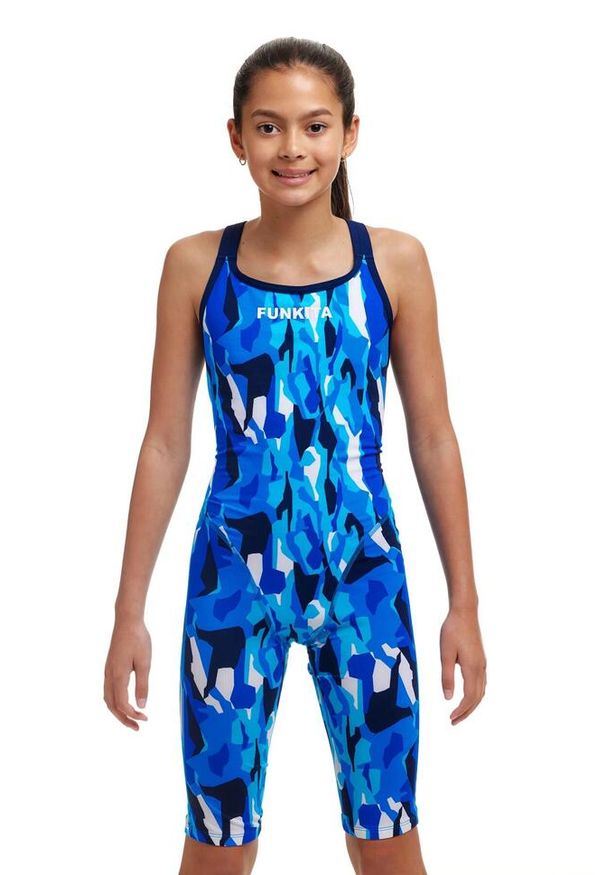 FUNKITA - Strój kąpielowy dziewczęcy Funkita Chaz Michael Fast Legs. Kolor: biały, niebieski, wielokolorowy. Materiał: poliester. Wzór: nadruk