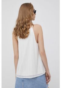 Superdry bluzka damska kolor biały z aplikacją. Kolor: biały. Materiał: materiał. Długość rękawa: na ramiączkach. Wzór: aplikacja