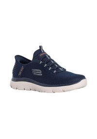 skechers - Męskie SUMMITS HIGH RANGE Slip-On Granatowy. Zapięcie: bez zapięcia. Kolor: niebieski. Materiał: materiał