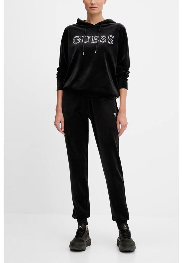 Guess - GUESS Czarna damska bluza z cyrkoniami Couture, Rozmiar S. Kolor: czarny