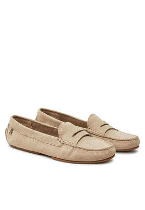 TOMMY HILFIGER - Tommy Hilfiger Mokasyny Th Suede Driver Loafer FW0FW08563 Beżowy. Kolor: beżowy. Materiał: zamsz, skóra