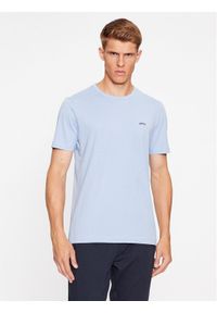 BOSS - Boss T-Shirt Tee Curved 50469062 Błękitny Regular Fit. Kolor: niebieski. Materiał: bawełna