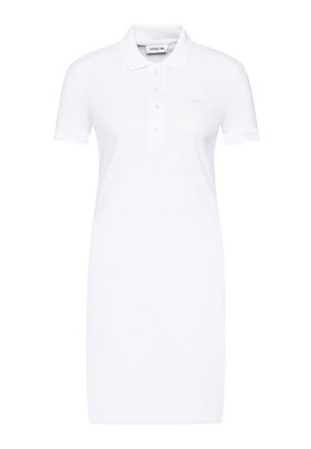 Lacoste Sukienka codzienna EF5473 Biały Slim Fit. Okazja: na co dzień. Kolor: biały. Materiał: bawełna. Typ sukienki: proste. Styl: casual
