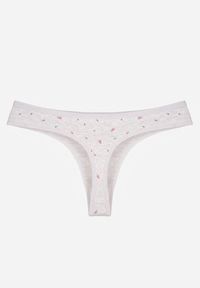 Renee - Jasnoszare Majtki Strongi z Drobnym Nadrukiem z Bawełną Clymeine. Kolor: szary. Materiał: bawełna. Wzór: nadruk #3