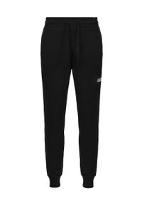 AllSaints spodnie dresowe bawełniane męskie kolor czarny gładkie. Kolor: czarny. Materiał: dresówka, bawełna. Wzór: gładki