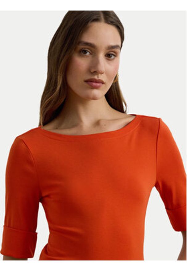 Lauren Ralph Lauren - LAUREN RALPH LAUREN Bluzka 200654963186 Pomarańczowy Slim Fit. Kolor: pomarańczowy. Materiał: bawełna