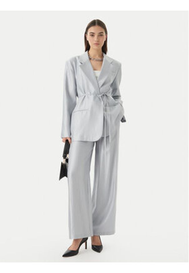 Eleh Marynarka SS260402 Błękitny Relaxed Fit. Kolor: niebieski. Materiał: wiskoza, syntetyk