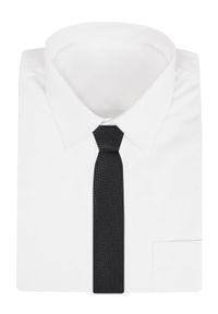 Męski Krawat Alties - Czarny z Delikatną Fakturą Tkaniny. Kolor: czarny. Materiał: tkanina. Styl: wizytowy, elegancki #4