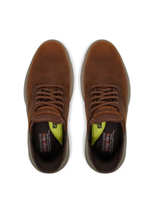 skechers - Skechers Półbuty Garza - Gervin 205046/CDB Brązowy. Kolor: brązowy. Materiał: skóra, nubuk