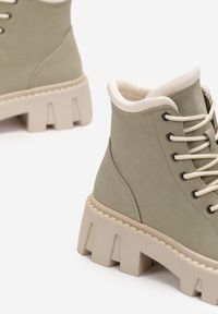 Renee - Zielone Wiązane Traperki na Grubej Podeszwie Marile. Kolor: zielony #2