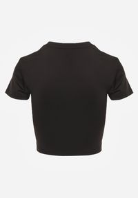 Born2be - Czarny Krótki T-shirt w Stylu Basic z Minimalistycznym Nadrukiem Orithana. Okazja: na co dzień. Kolor: czarny. Materiał: jeans. Długość: krótkie. Wzór: nadruk. Styl: casual, sportowy #5