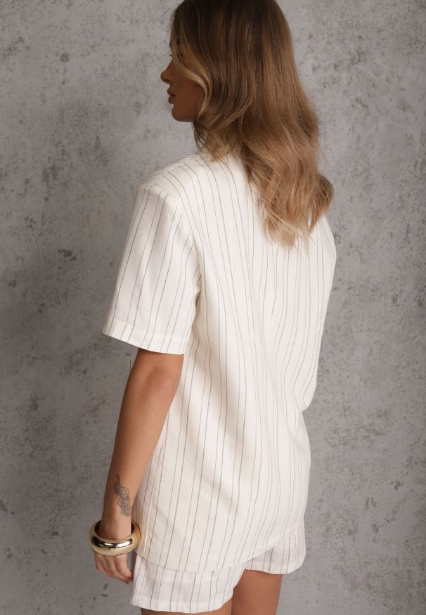 Renee - Beżowy Komplet z Wiskozą i Bawełną Szorty i Marynarka z Krótkim Rękawem Zaleria. Kolor: beżowy. Materiał: wiskoza, bawełna