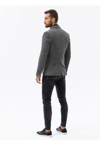 Ombre Clothing - Marynarka męska casual - czarna V5 - Rozmiar: S. Okazja: na co dzień. Kolor: czarny. Materiał: bawełna, poliester, dzianina. Styl: casual #3