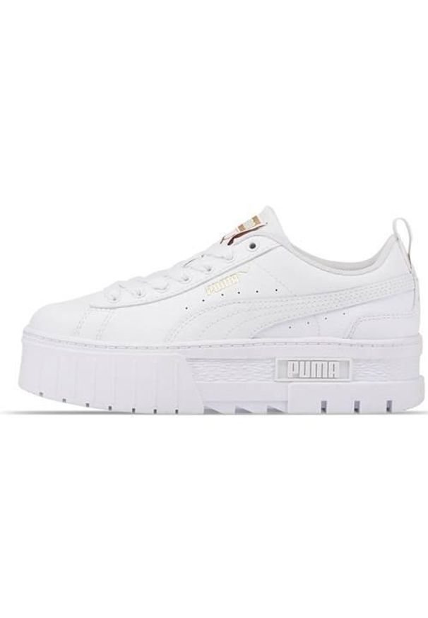 Buty sportowe dziecięce Puma Mayze Lth sneakersy. Kolor: biały. Materiał: materiał, skóra, tkanina, syntetyk. Sport: turystyka piesza