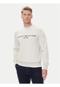 TOMMY HILFIGER - Tommy Hilfiger Bluza Logo MW0MW11596 Beżowy Regular Fit. Kolor: beżowy. Materiał: bawełna