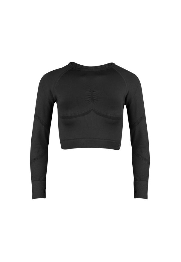 BESHAPED - Longsleeve fitness damski Beshaped Power Up! bezszwowy. Kolor: czarny. Materiał: nylon. Sport: fitness