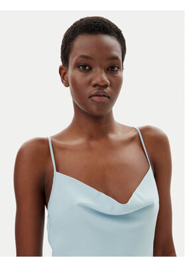 Calvin Klein Sukienka letnia LV044B053G Błękitny Slim Fit. Kolor: niebieski. Materiał: syntetyk, satyna. Sezon: lato