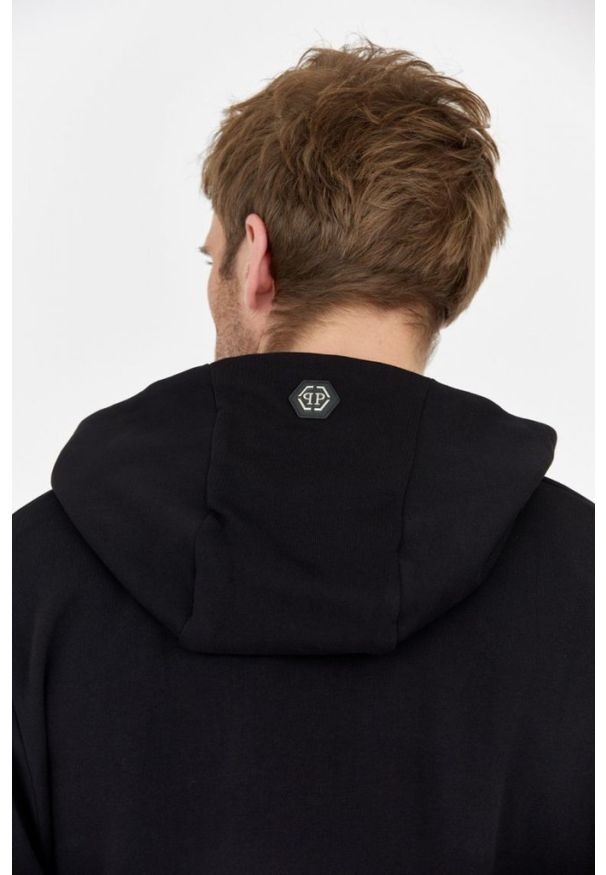Philipp Plein - PHILIPP PLEIN Czarna bluza męska z kapturem skull. Typ kołnierza: kaptur. Kolor: czarny
