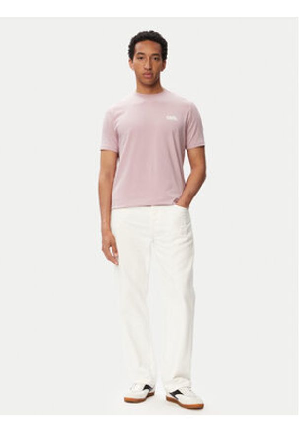 Karl Lagerfeld - KARL LAGERFELD T-Shirt 755781 563235 Różowy Regular Fit. Typ kołnierza: dekolt w karo. Kolor: różowy. Materiał: bawełna