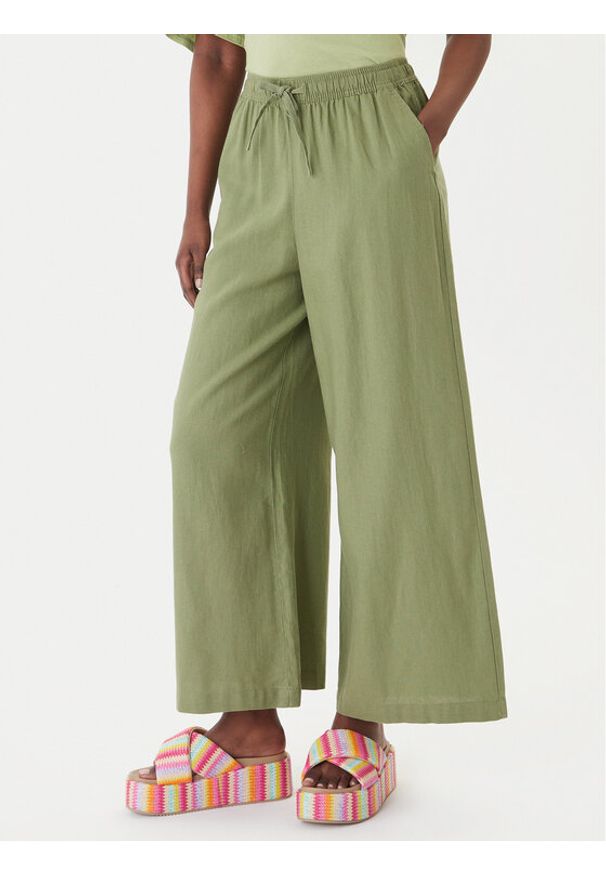 Roxy Spodnie materiałowe Lekeitio Break ERJNP03545 Zielony Wide Leg. Kolor: zielony. Materiał: len