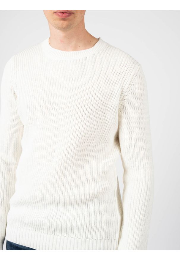 Antony Morato Sweter | MMSW00918-YA100048 | Mężczyzna | Biały. Okazja: na co dzień. Kolor: biały. Materiał: bawełna. Wzór: aplikacja, ze splotem. Styl: casual